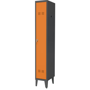 NABBI SUPE300-01/480 NOZKI kovová šatňová skriňa na nožičkách grafit / oranžová